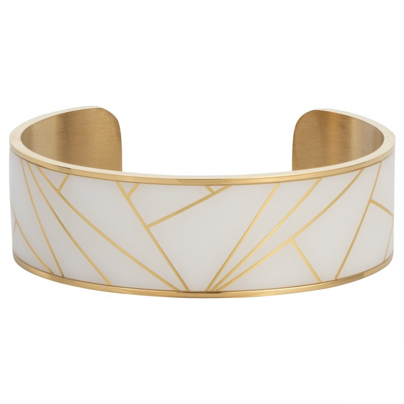 Bracelet Manchette Amporelle en Acier doré Imprimé motifs géométriques