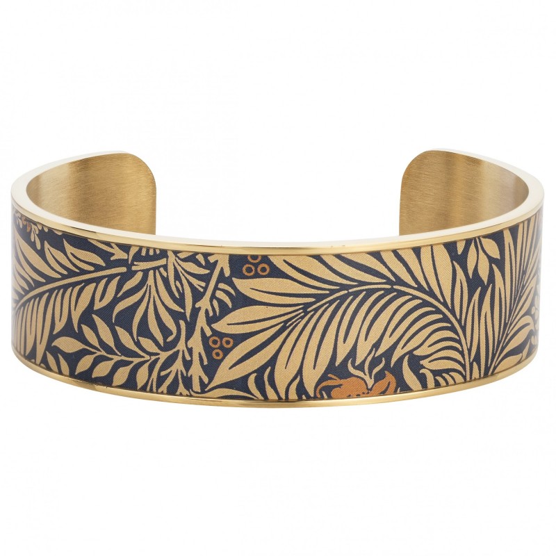 Bracelet Manchette Amporelle  en Acier doré Imprimé fleuri