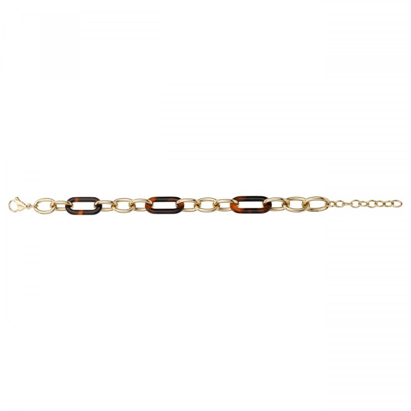 Bracelet Amporelle acier doré et acetate mordoré