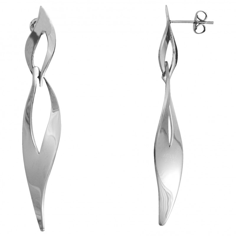 Boucles d'oreilles femme Amporelle pendantes en acier argenté
