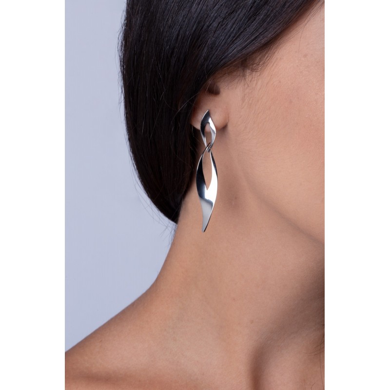Boucles d'oreilles femme Amporelle pendantes en acier argenté