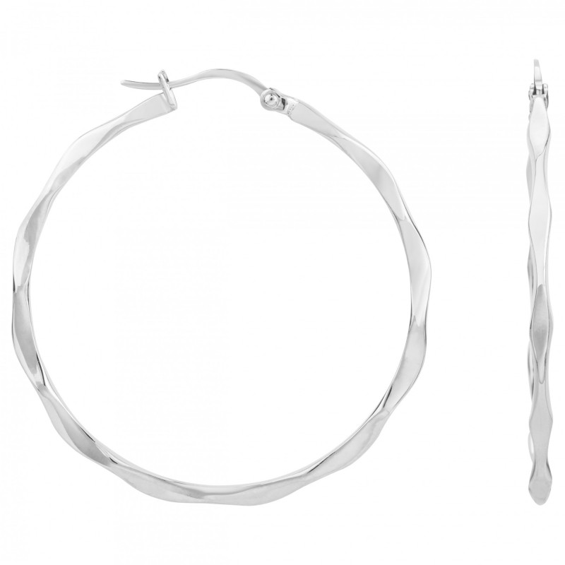 Boucles d'oreilles créoles torsadées acier Amporelle