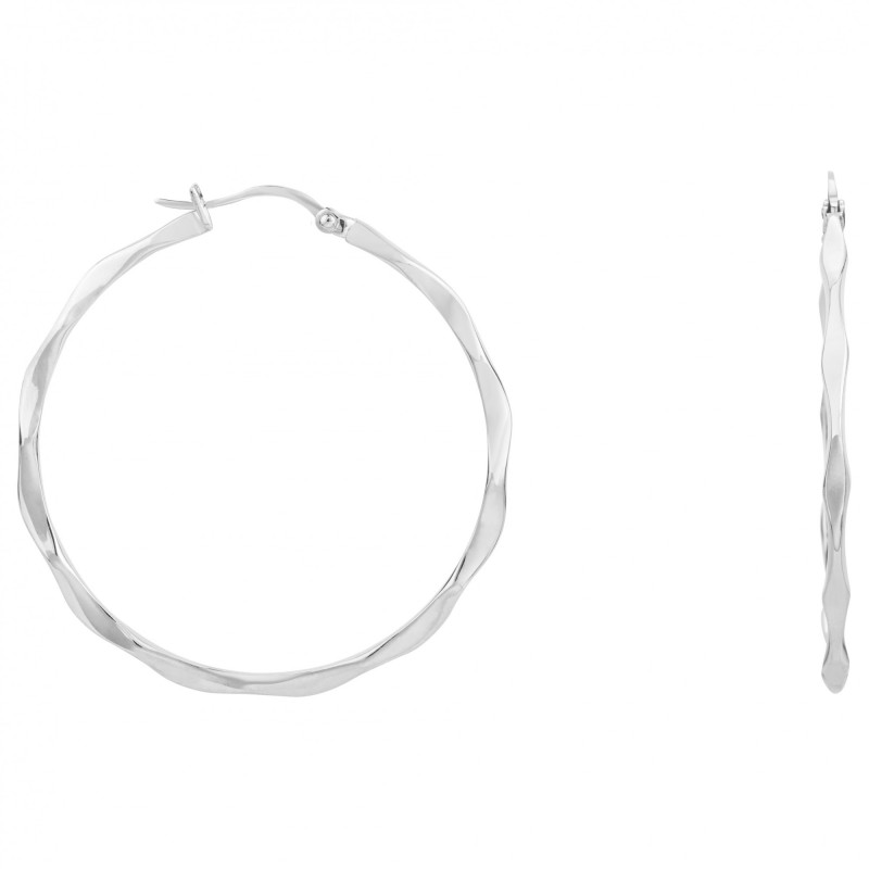 Boucles d'oreilles créoles torsadées acier Amporelle