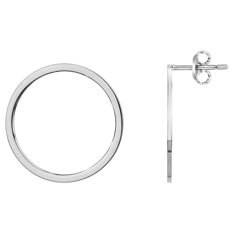 Boucles d'oreilles Amporelle cercle en acier argenté