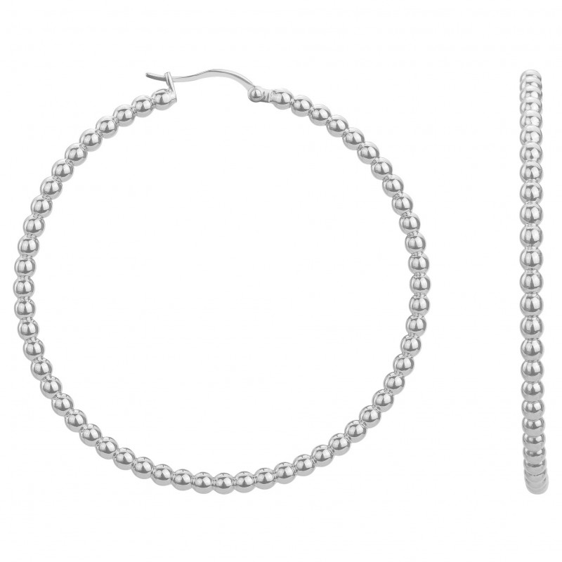 Boucles d'oreilles créoles perles d'acier Amporelle diametre 50mm