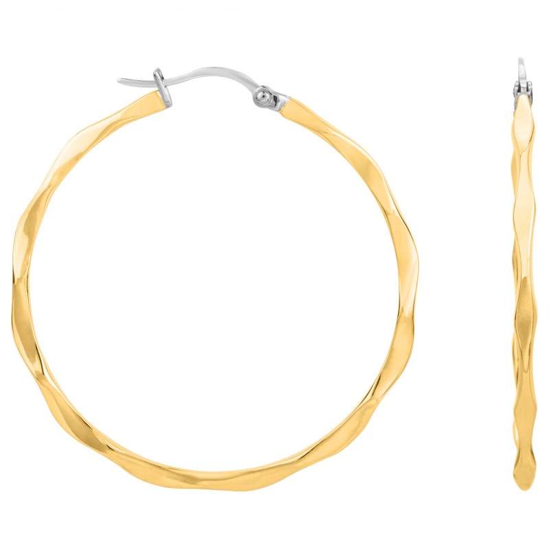 Boucles d'oreilles créoles en acier doré effet torsade