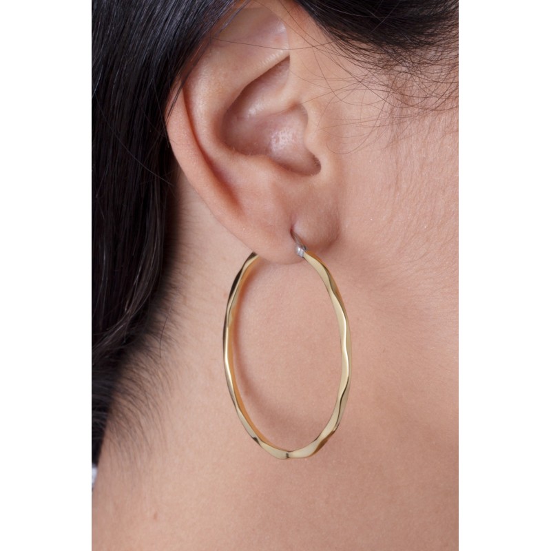 Boucles d'oreilles créoles en acier doré effet torsade