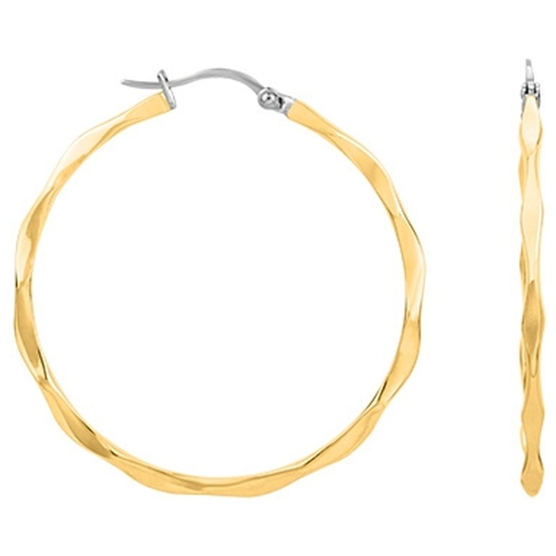 Boucles d'oreilles créoles en acier doré effet torsade diametre 25mm