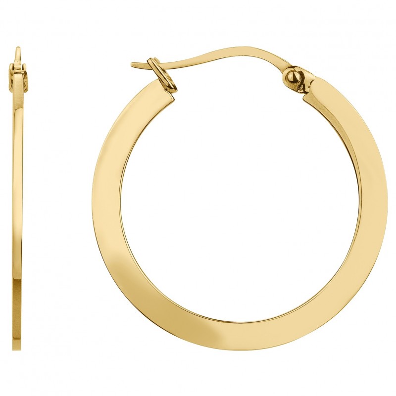 Boucles d'oreilles créoles en acier forme plate diametre 30mm