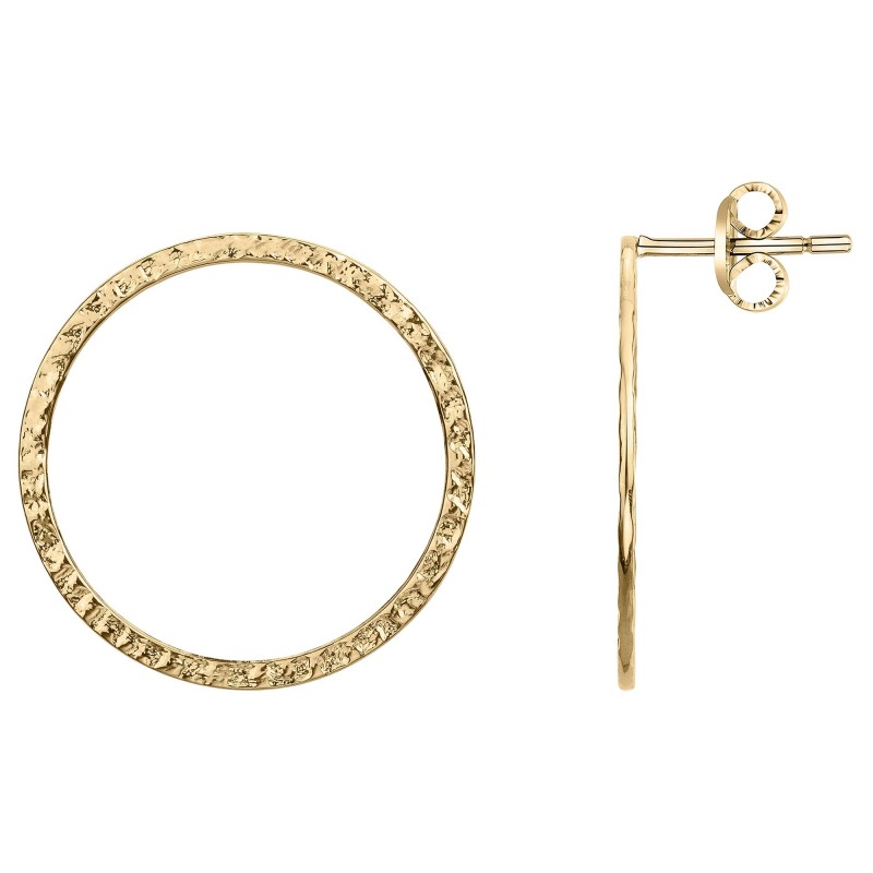 Boucles d'oreilles Amporelle cercle martelé en acier doré