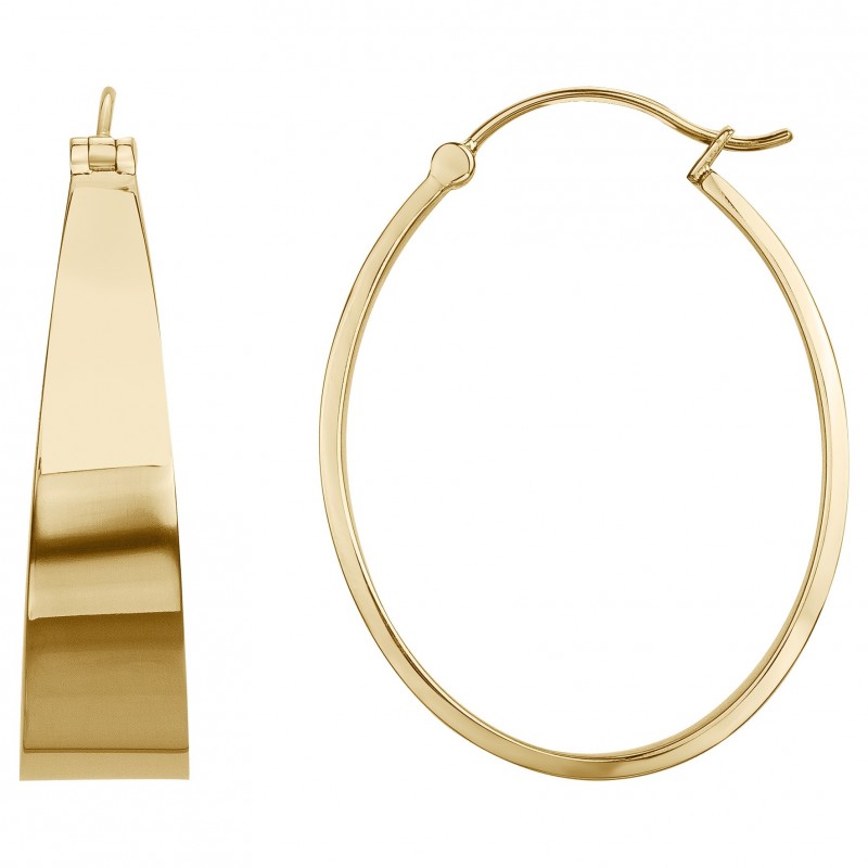 Boucles d'oreilles créoles en acier forme plate