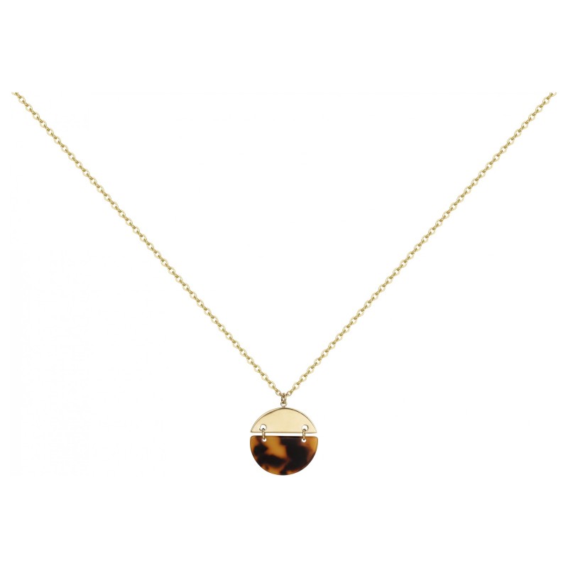 Collier Amporelle en acier doré et acetate mordoré