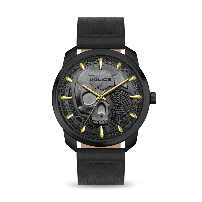 Montre Police Homme Collection BLEDER Bracelet en Cuir Noir