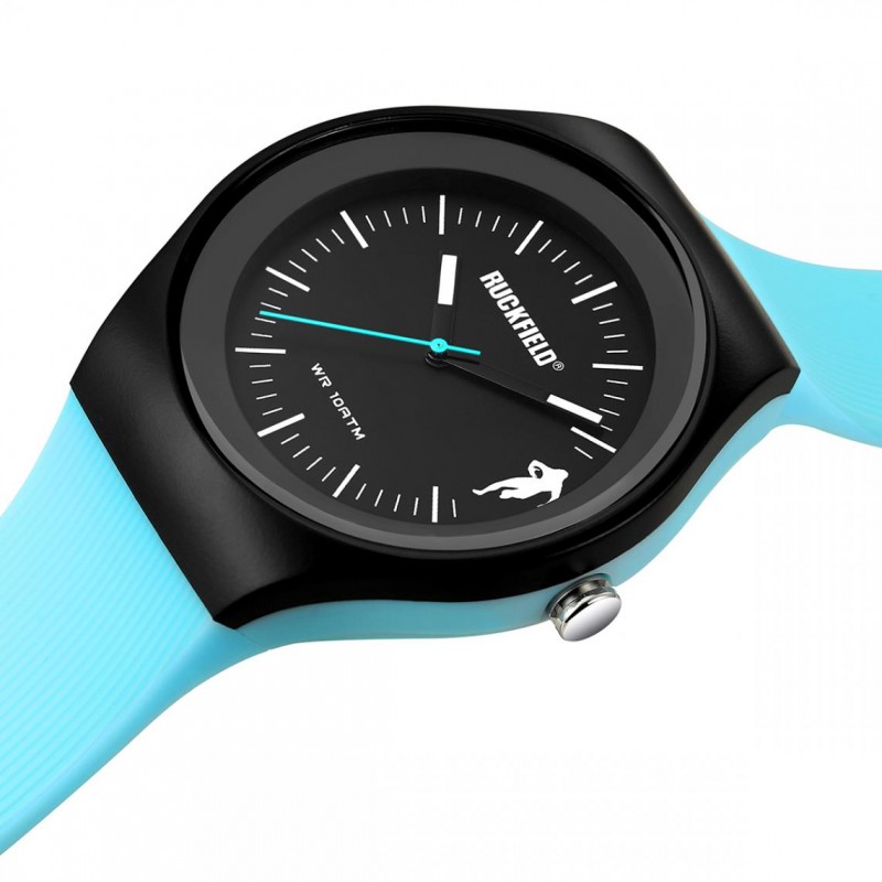 Montre Homme rouge Ruckfield résine noire et silicone bleu