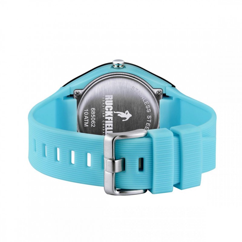 Montre Homme rouge Ruckfield résine noire et silicone bleu