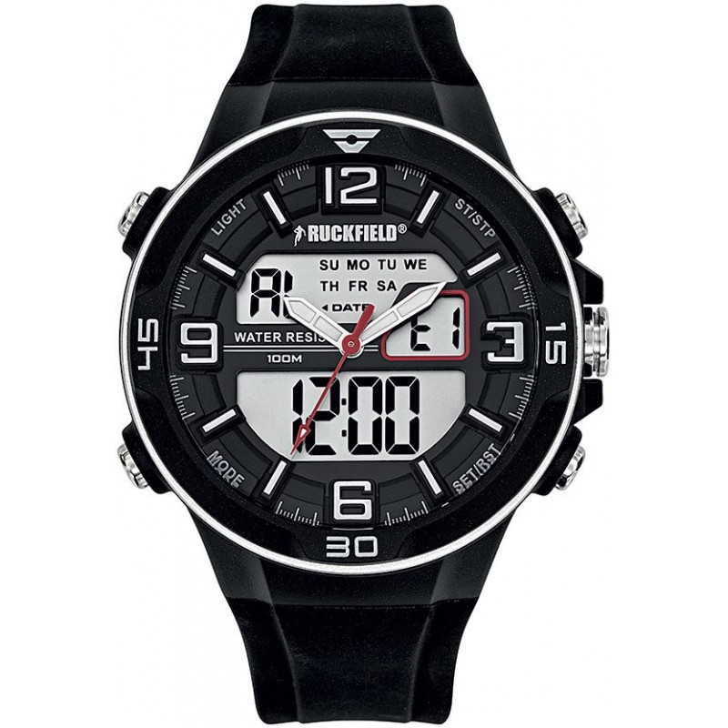 Montre Homme rouge Ruckfield résine et silicone noirs