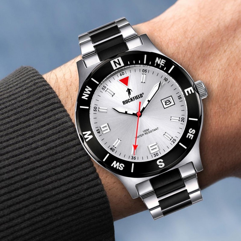 Montre Homme Ruckfield acier gris argent et noir