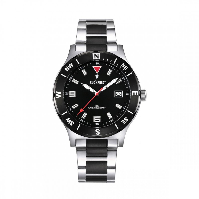 Montre Homme Ruckfield acier gris argent et noir