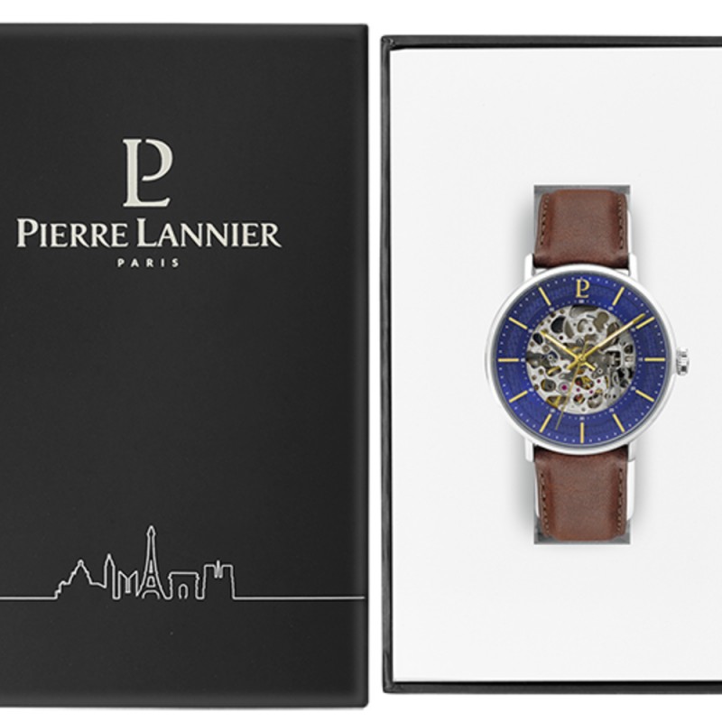 Montre Pierre Lannier Automatic collection Gaius bracelet cuir marron