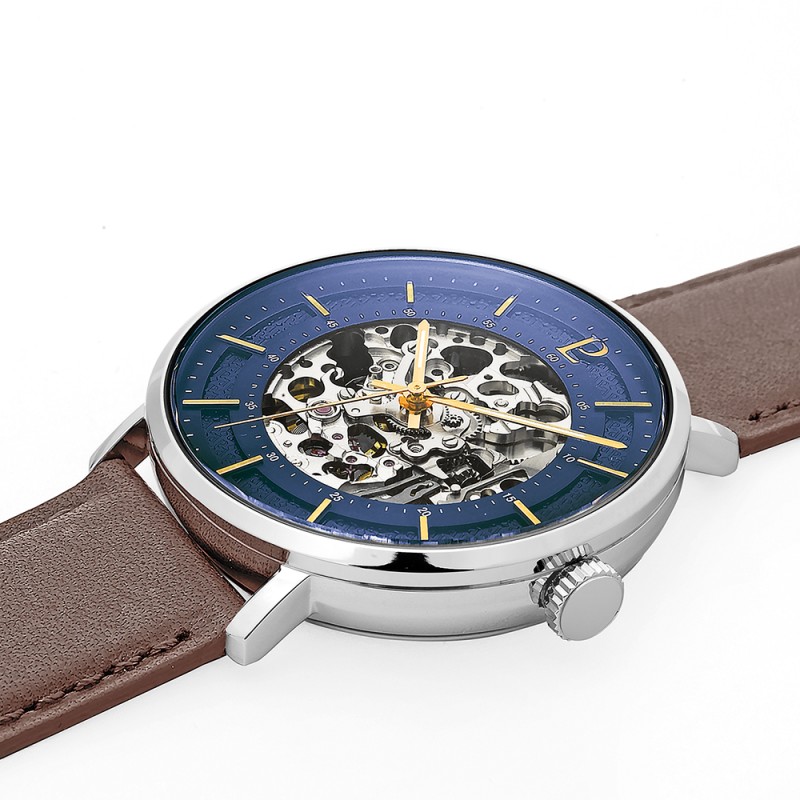 Montre Pierre Lannier Automatic collection Gaius bracelet cuir marron