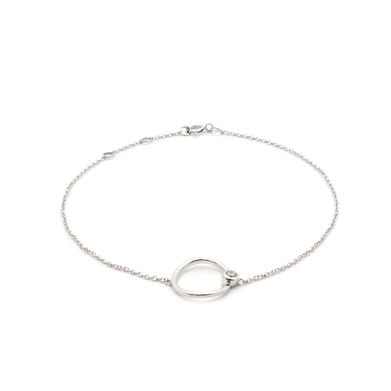 Bracelet Carador cercle or blanc 375/000 et diamant 0,03 cts