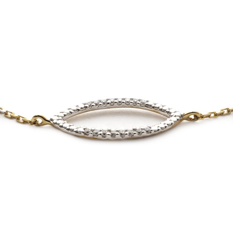 Bacelet Carador collection trendy pétale zircons en or jaune 375/000