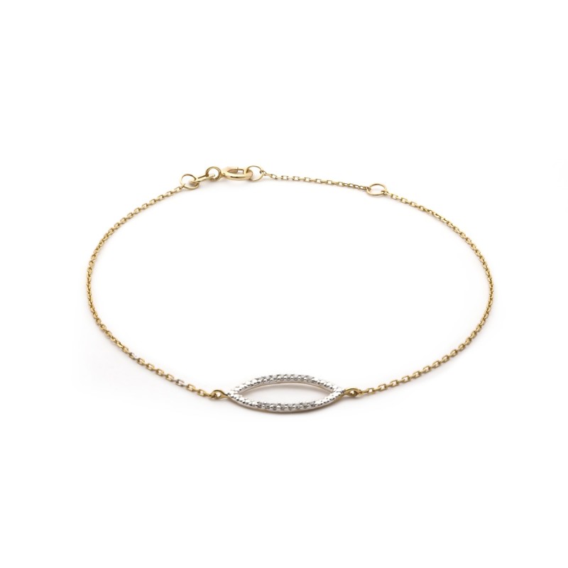 Bacelet Carador collection trendy pétale zircons en or jaune 375/000