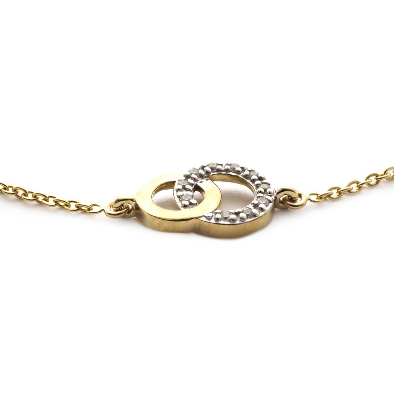 Bracelet en or jaune 375/000 et oxydes de zirconium motif cercle