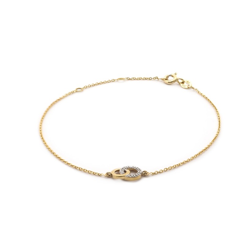 Bracelet en or jaune 375/000 et oxydes de zirconium motif cercle