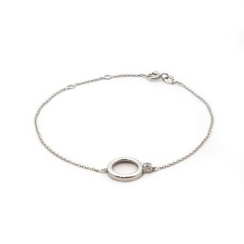 Bracelet Carador or blanc 375/000 fantaisie et Oxyde de zirconium