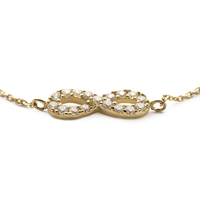 Bracelet CARADOR Or jaune 375/000e motif infini oxydes de zirconium
