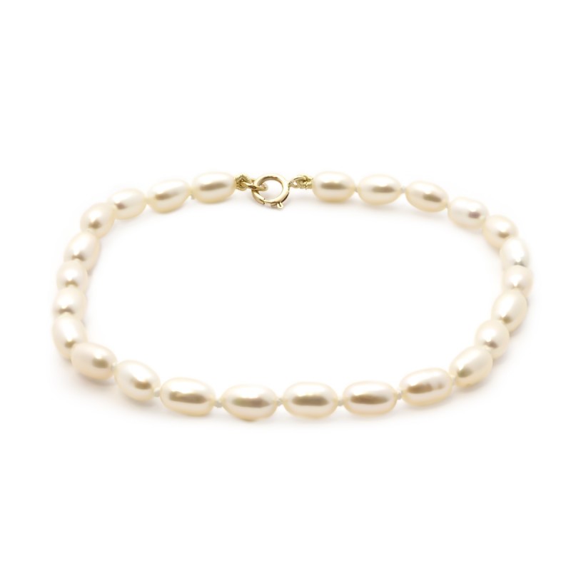 Bracelet de perles grain de riz 4 mm Carador en or 375/000
