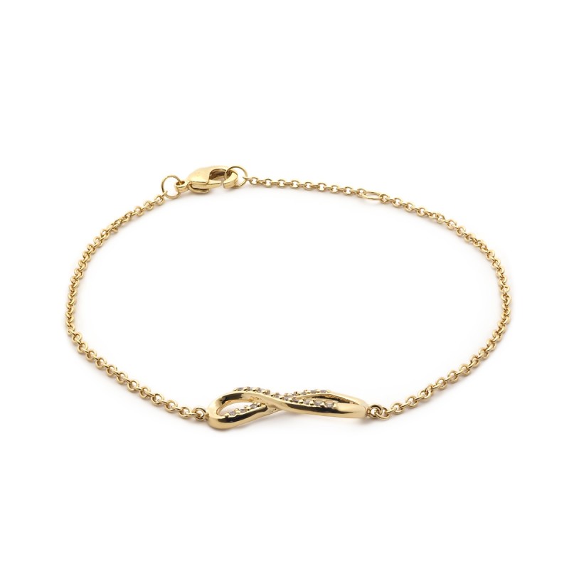 Bracelet souple Carador Infini en plaqué or et oxydes de zirconium