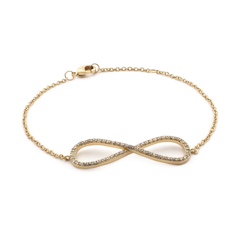 Bracelet souple Carador motif infini plaqué or et oxydes de zirconium