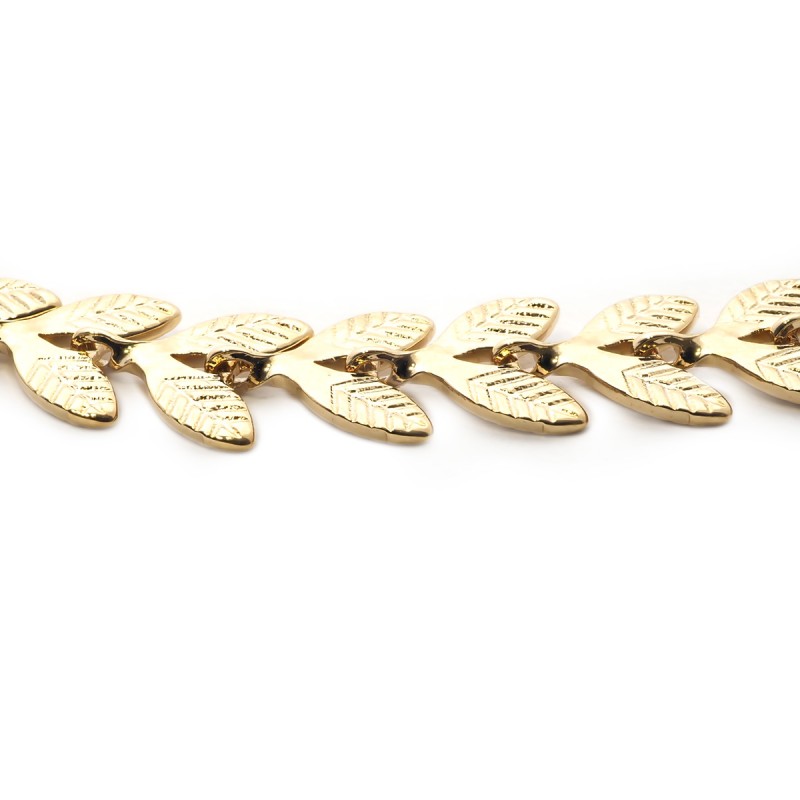 Bracelet Carador motif feuille de laurier en plaqué or