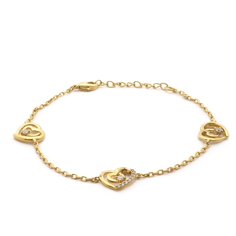 Bracelet plaqué or motifs en forme de coeur carador