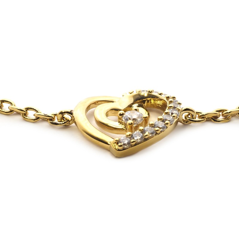 Bracelet plaqué or motifs en forme de coeur carador