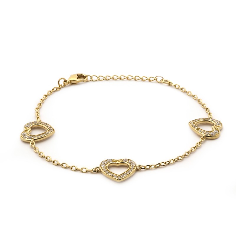 Bracelet plaqué or motifs en forme de coeur up and down carador