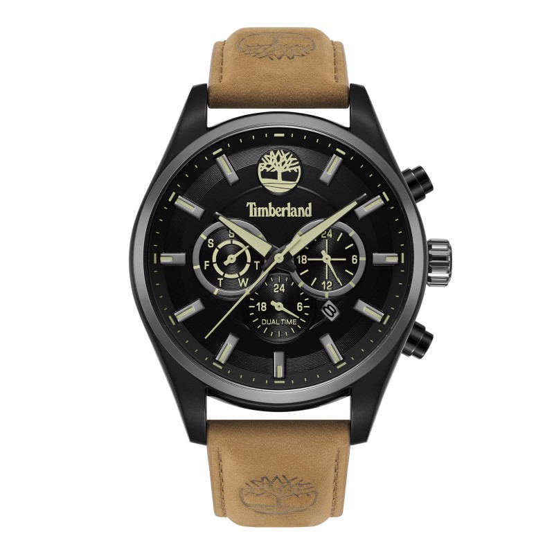 Montre Homme Timberland Ashmont cuir marron et acier noir