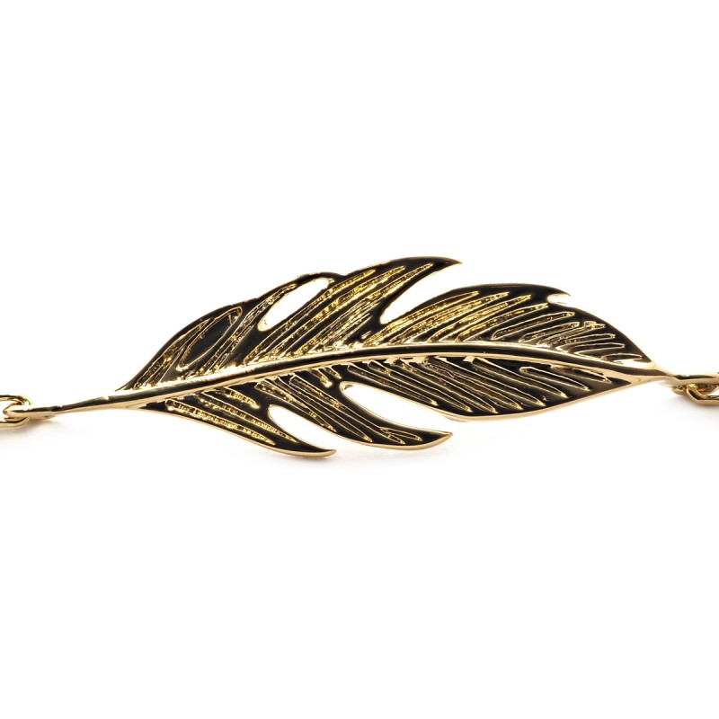 Bracelet Carador motif plume en plaqué or