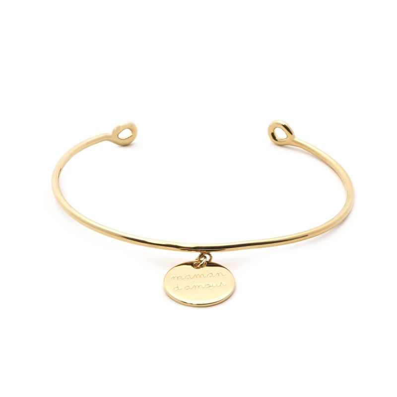 Jonc Carador pastille Maman d'Amour en plaqué or 