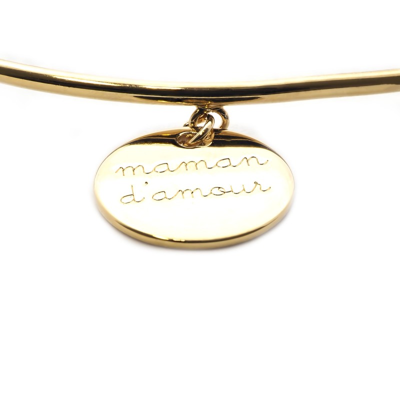Jonc Carador pastille Maman d'Amour en plaqué or 