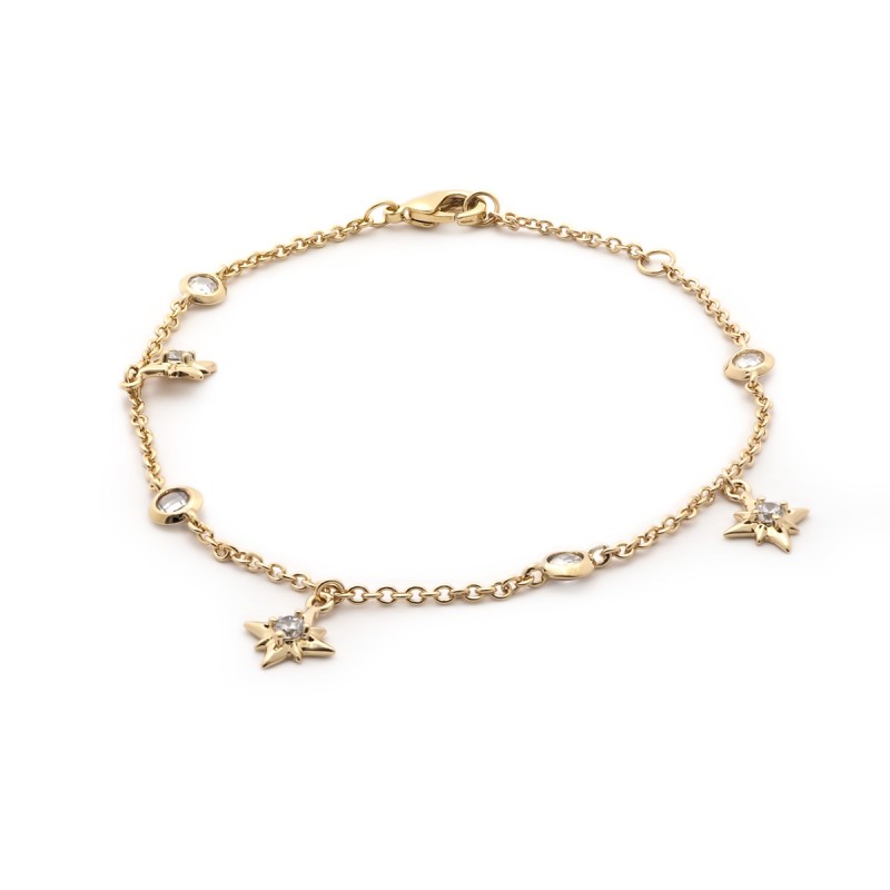 Bracelet souple Carador pampilles étoilées en plaqué or et oxydes de zirconium
