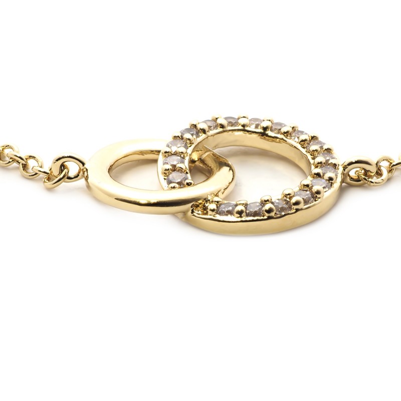 Bracelet souple Carador cercles enlacés en plaqué or et oxydes de zirconium