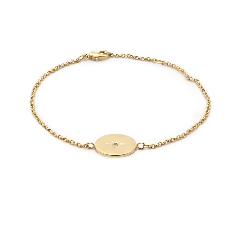 Bracelet souple Carador pastille avec étoile en plaqué or et oxydes de zirconium