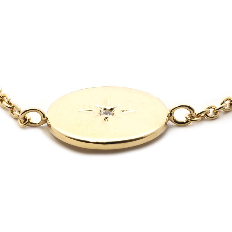 Bracelet souple Carador pastille avec étoile en plaqué or et oxydes de zirconium