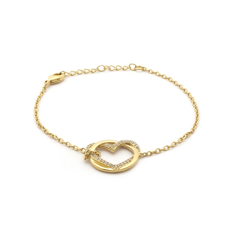 Bracelet plaqué or coeur carador