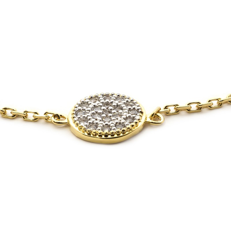 Bracelet Carador Pastille pavée d'oxydes de zirconium en plaqué or