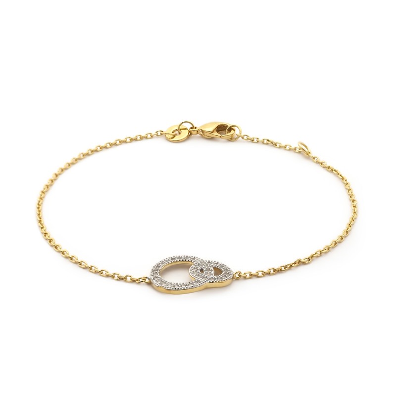 Bracelet Carador cercles enlacés pavé d'oxydes de zirconium plaqué or