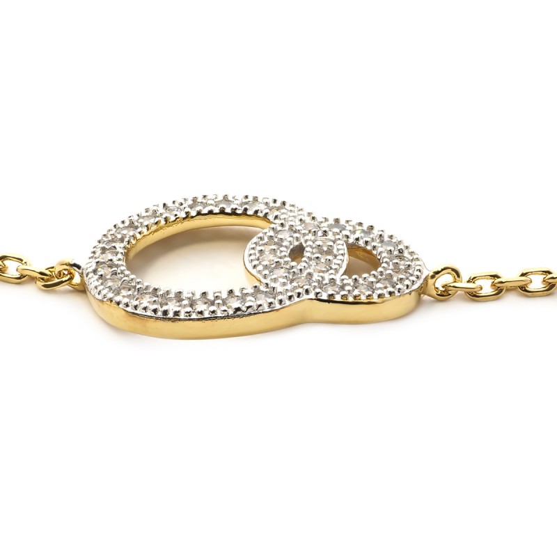 Bracelet Carador cercles enlacés pavé d'oxydes de zirconium plaqué or